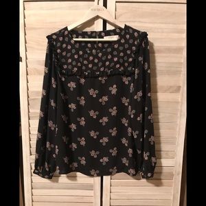 Loft Black floral blouse